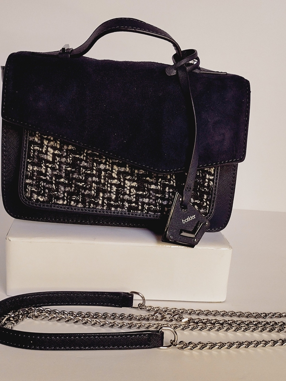 Botkier Leather & Tweed Navy Crossbody Bag